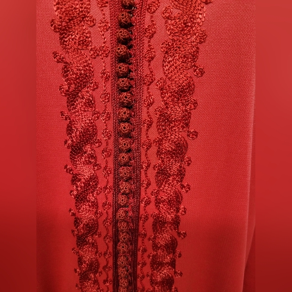 Beautiful Kimono Style Red Dress Full Length L - Picture 2 of 7